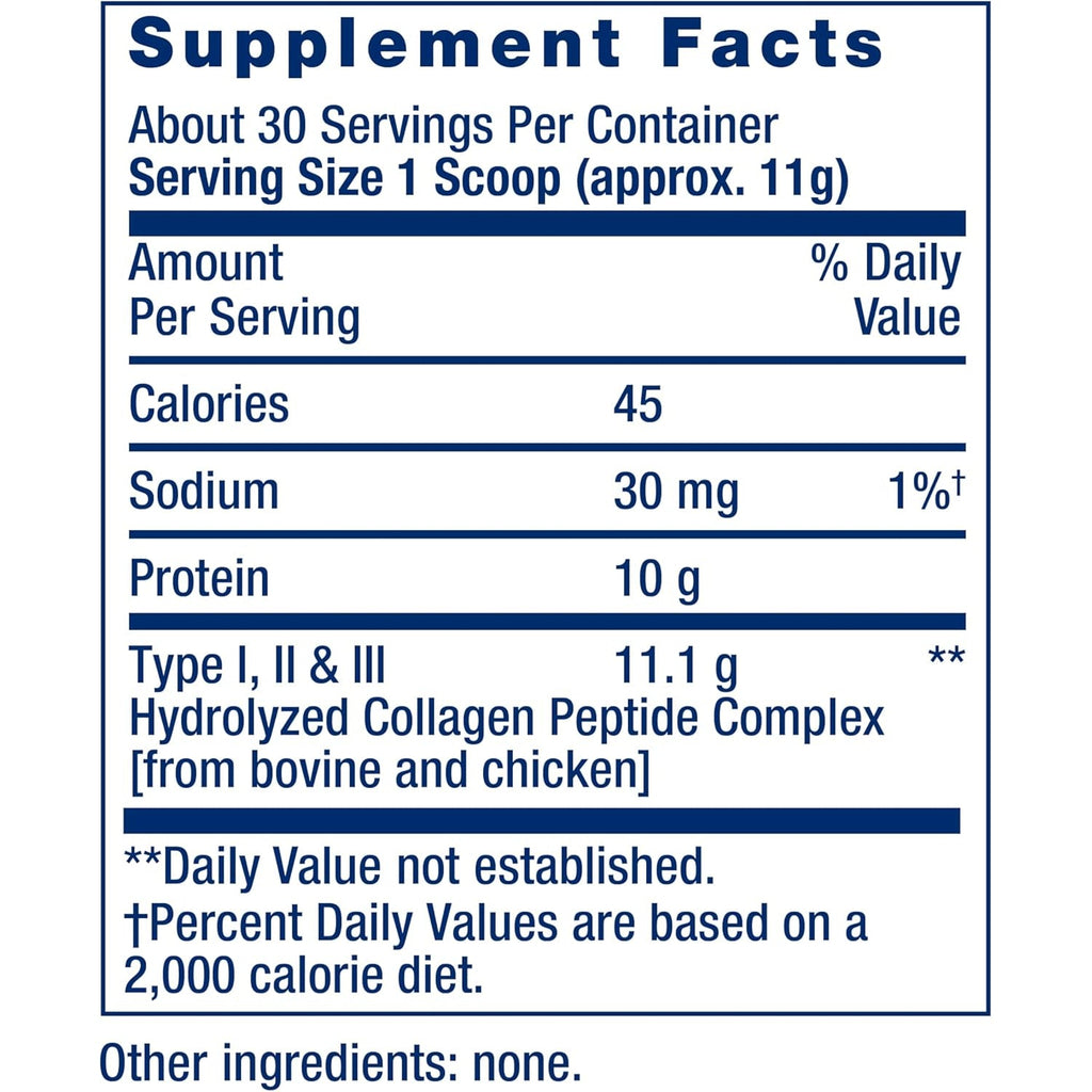 Life Extension Collagen Peptides for Skin & Joints, Collagen Types I, II & III in an Easy-Mix Powder, Gluten Free, Non-Gmo, Net Weight 343 Grams