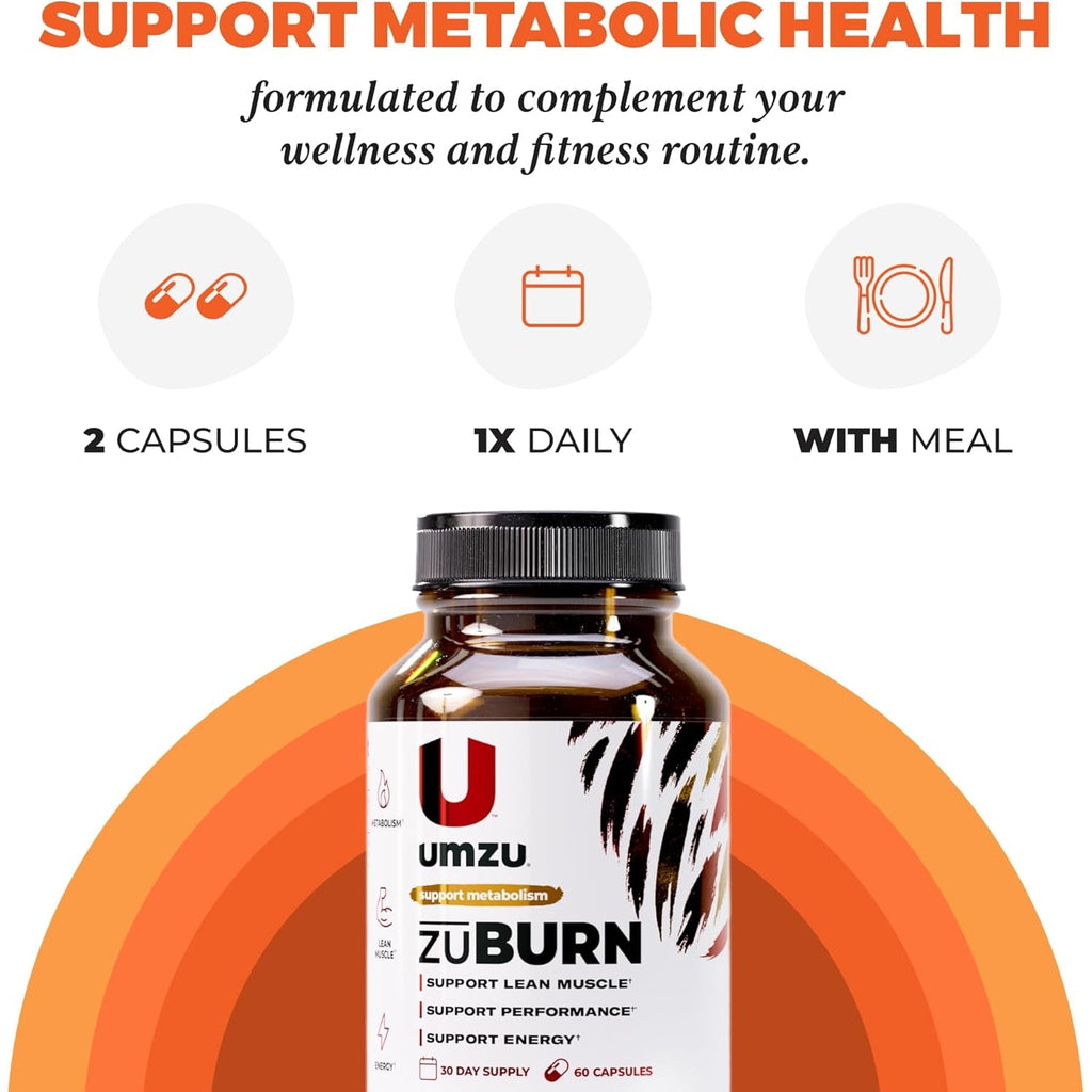 UMZU Zuburn Energy Support Supplement, (30 Day Supply) – Caffeine Mitoburn Capsimax Grains of Paradise B6 & B12 – Energy Supplements for Daily Energy, Focus & Active Lifestyle Support General Wellness