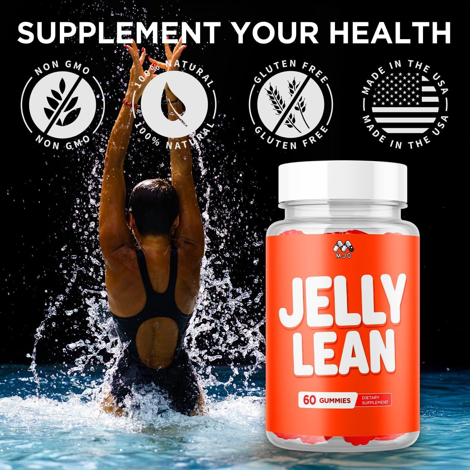 Jelly Lean Gummies, Official Jelly Lean Gummys with All Natural Ingredients, Advanced Jellylean Health and Wellness Vitamin Formula, Maximum Strength Active Lifestyle Multivitamin Support (60 Gummies)