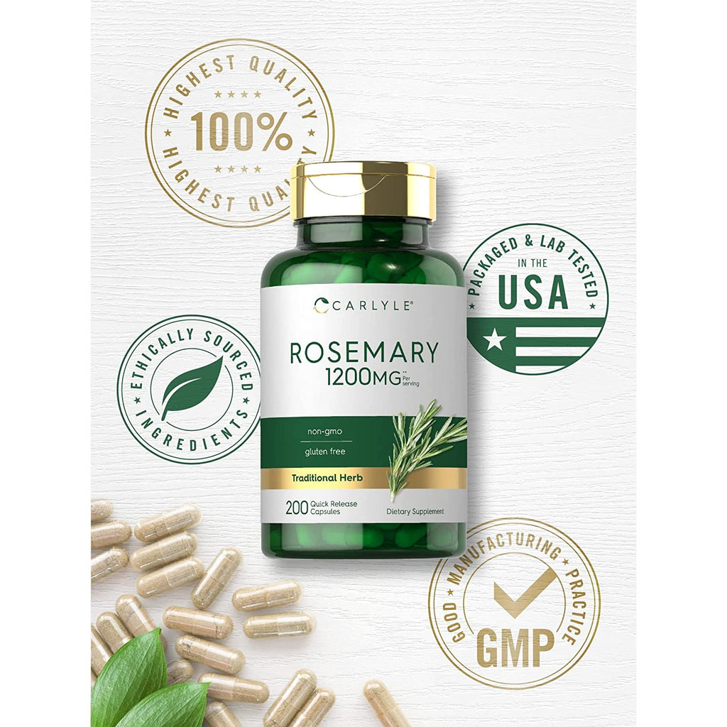 Carlyle Rosemary Capsules | 200 Count | Non-Gmo & Gluten Free Extract