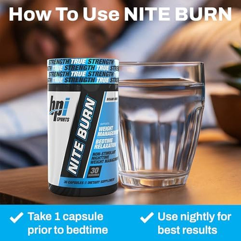 BPI Sports Nite Burn – Nighttime Fat Burner & Sleep Support – Keto-Friendly – Weight Loss, Burn Fat, Relaxation, Boost Metabolism – 30 Servings – 640Mg