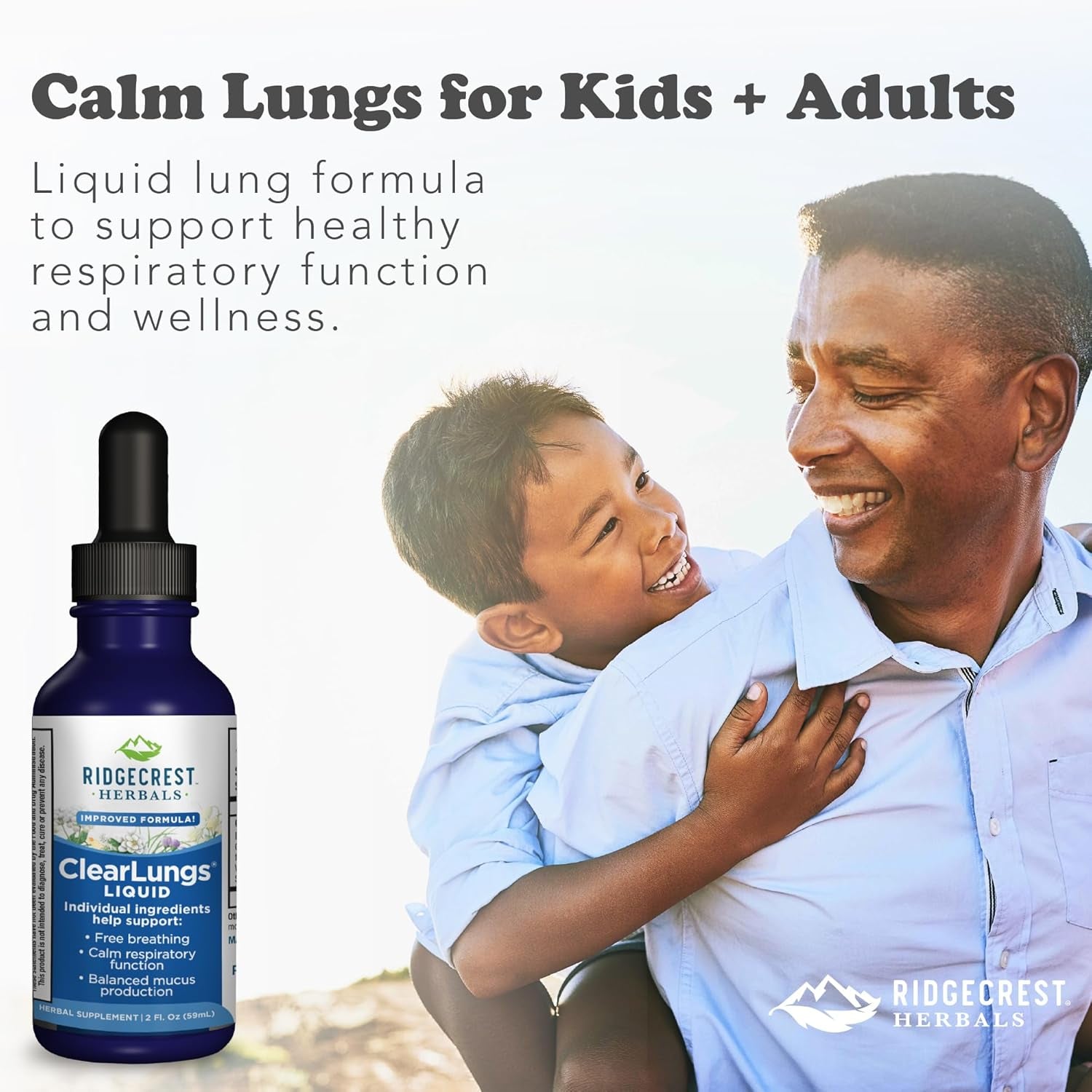 Ridgecrest Herbals Clearlungs Liquid Herbal Supplement, Orange Flavor Alcohol Free for Adults and Kids, Natural Lung and Nasal Wellness Formula for Bronchial and Mucus Support (2 Fl Oz, 29 Servings)