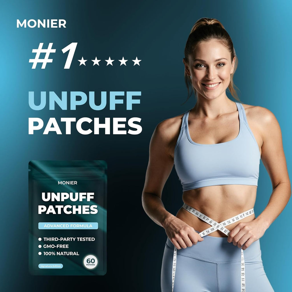 MONIER Unpuff Patches | with Dandelion & Ginger | Bloating, Water Retention & Digestion | 60 Days Supply