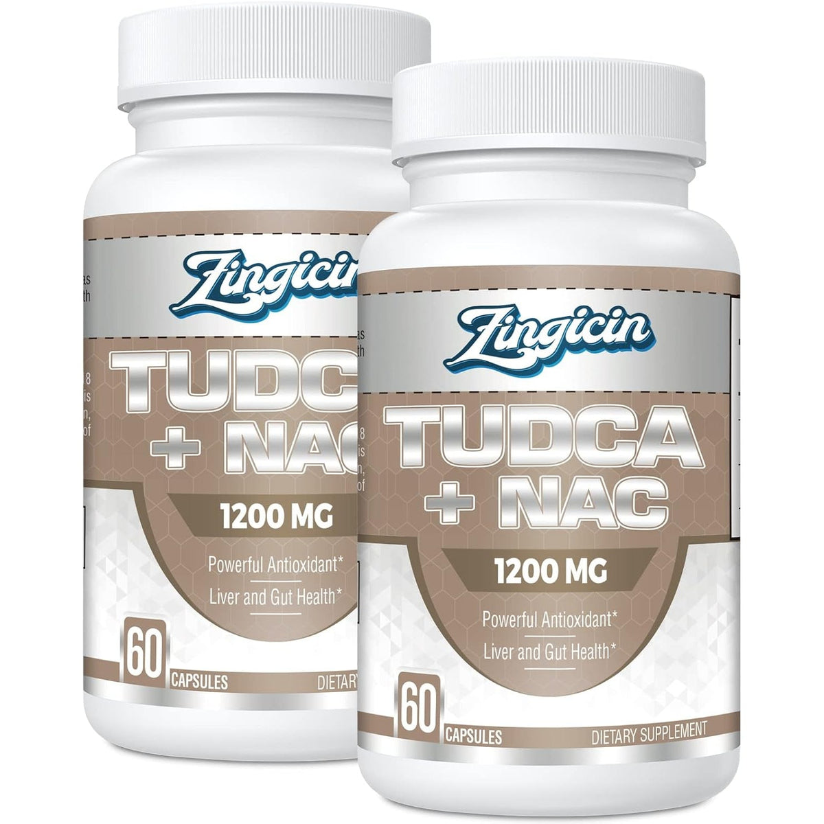 TUDCA with NAC Supplement 1200Mg - 120 Capsules,Powerful TUDCA Bile Salt plus N-Acetyl-Cysteine,Antioxidant Supplements for Liver,Digestion, 2 Counts