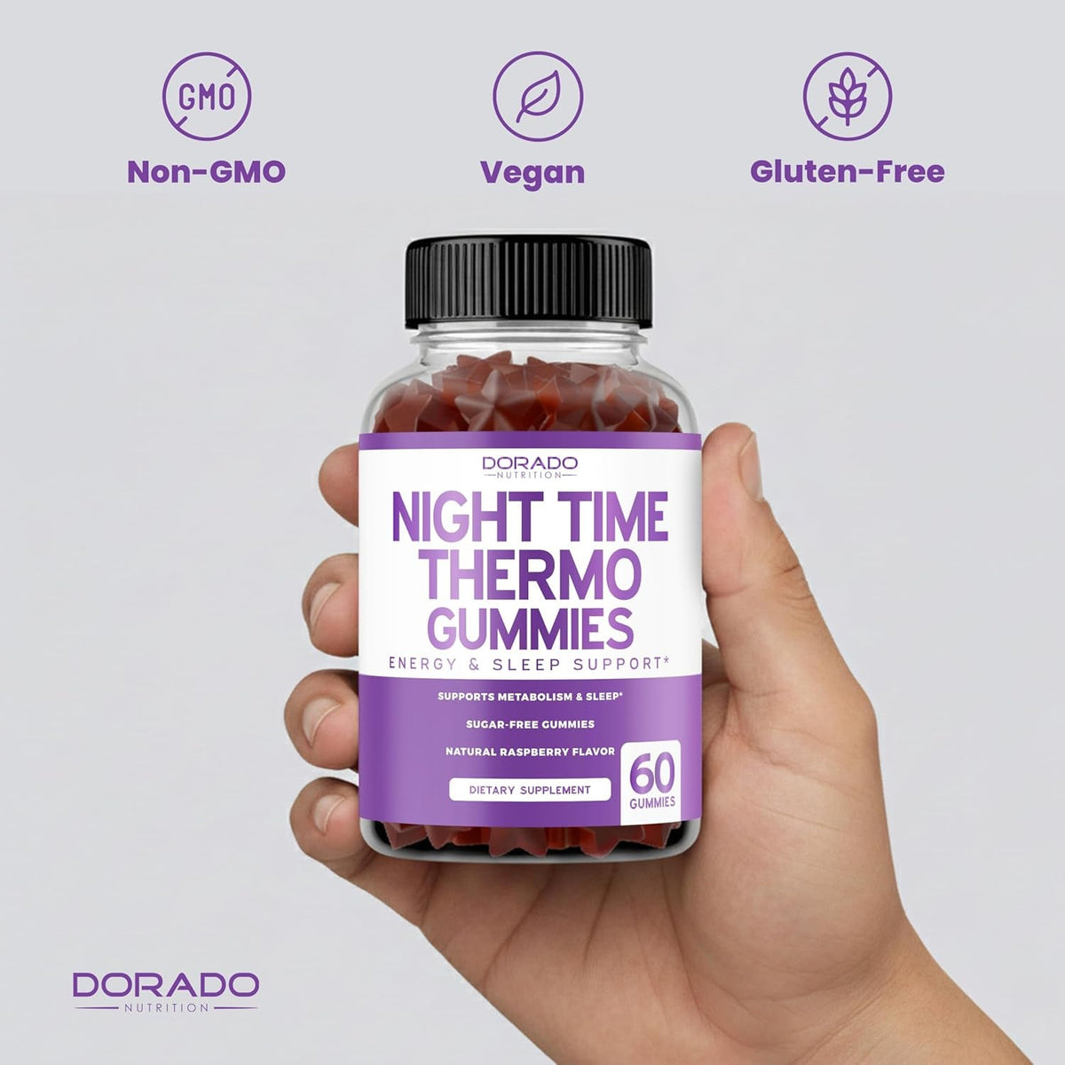 Night Time Fat Burner Gummies (60 Count) Weight Loss & Metabolism - Sugar-Free - Delicious Raspberry Flavored Melatonin Supplement Gummies - Vegan Safe - Third Party Tested - Made in USA