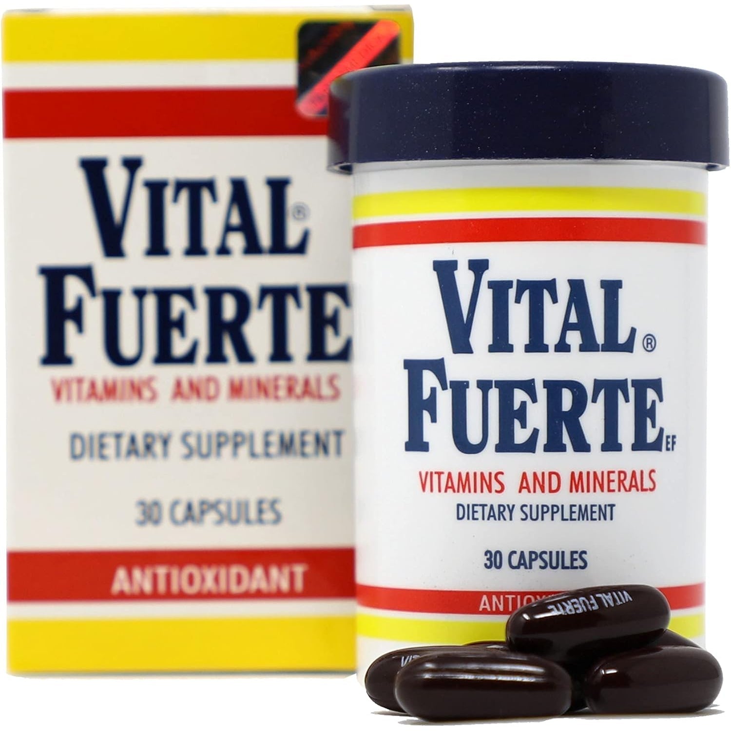 Vital Fuerte, Vitamins and Minerals Supplement, 30 Capsules, Bottle.