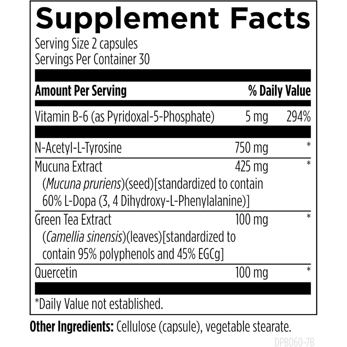 Designs for Health Dopaboost - Cognitive + Mood Support - Acetyl-L-Tyrosine, Mucuna Extract, Vitamin B6 - Vegan (60 Capsules)
