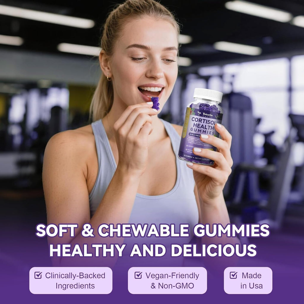 Cortisol Supplements for Women & Men 20-In-1 Cortisol Gummies with Ashwagandha Rhodiola Rosea Magnesium Phosphatidylserine Calm Focus Mood Support Healthy Cortisol Levels 30 Day Supply