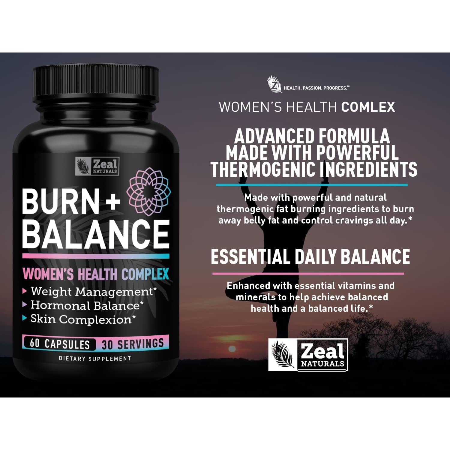 Zeal Naturals Weight Loss Support for Women + Daily Balance Vitamins (Iron, Vitamin D, Setria®, Folate) Premium Diet Support Pills for Women+ Multivitamin and Hormone Support