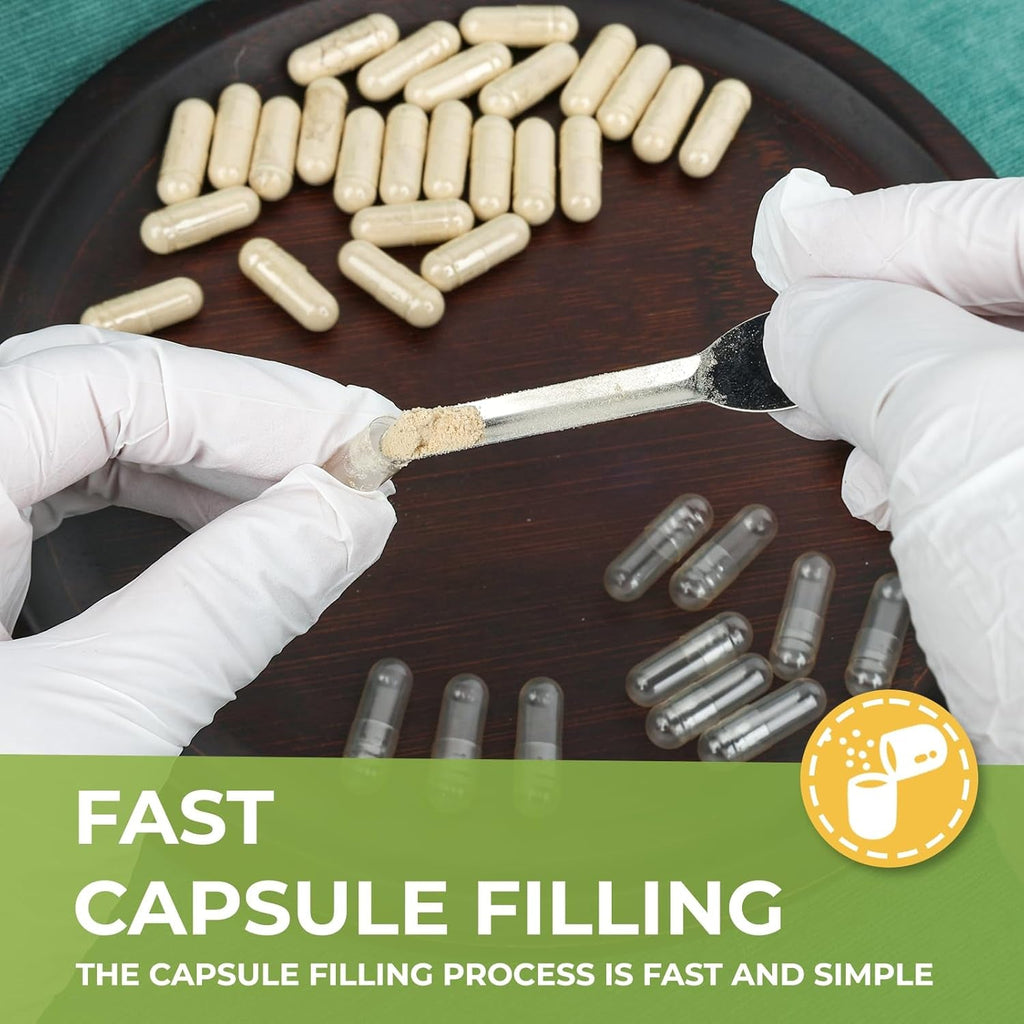 Size 000 Empty Vegetarian Capsules, (1000 Count) Vegan Clear Fillable Veggie Pill Capsules for DIY Supplement Filling