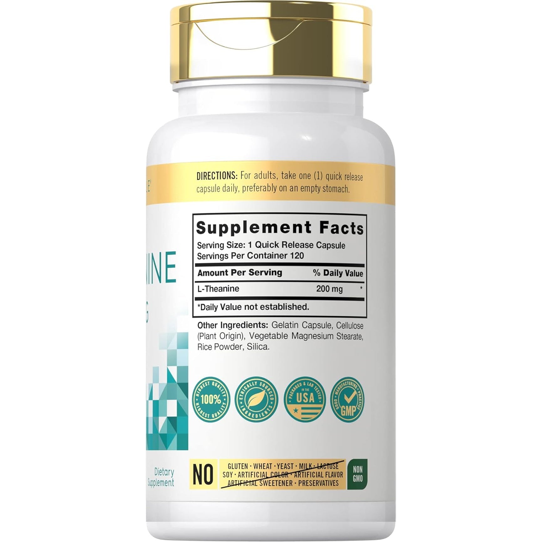 Carlyle L-Theanine 200Mg Supplement | 120 Capsules | Non-Gmo, Gluten Free