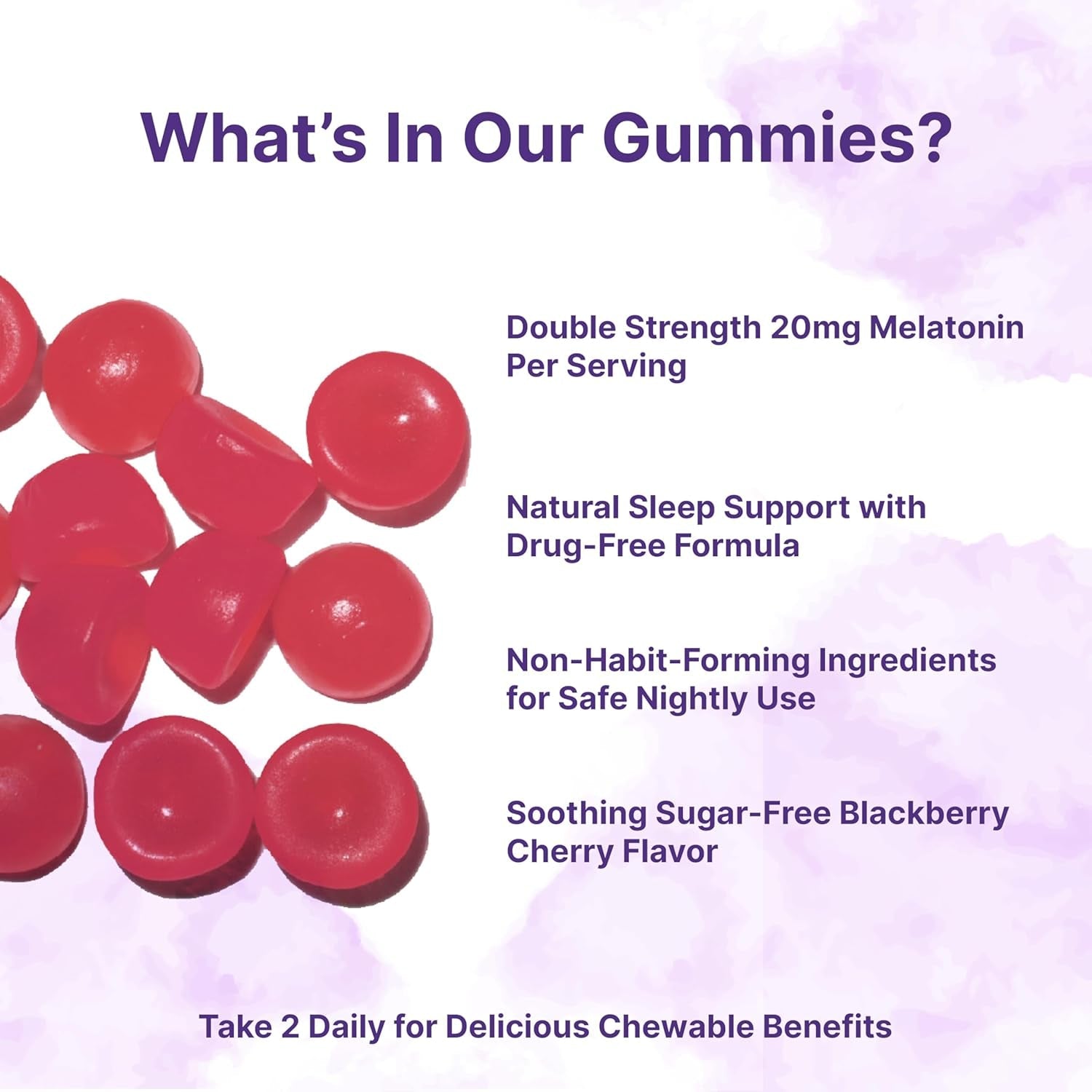 Micro Ingredients Melatonin 20Mg Gummies for Adults, 120 Count | Sleep Aid 10Mg Melatonin per Gummy | Sugar Free Blackberry Cherry Flavor | No Drug + Non-Habit-Forming | Non-Gmo, Gluten Free