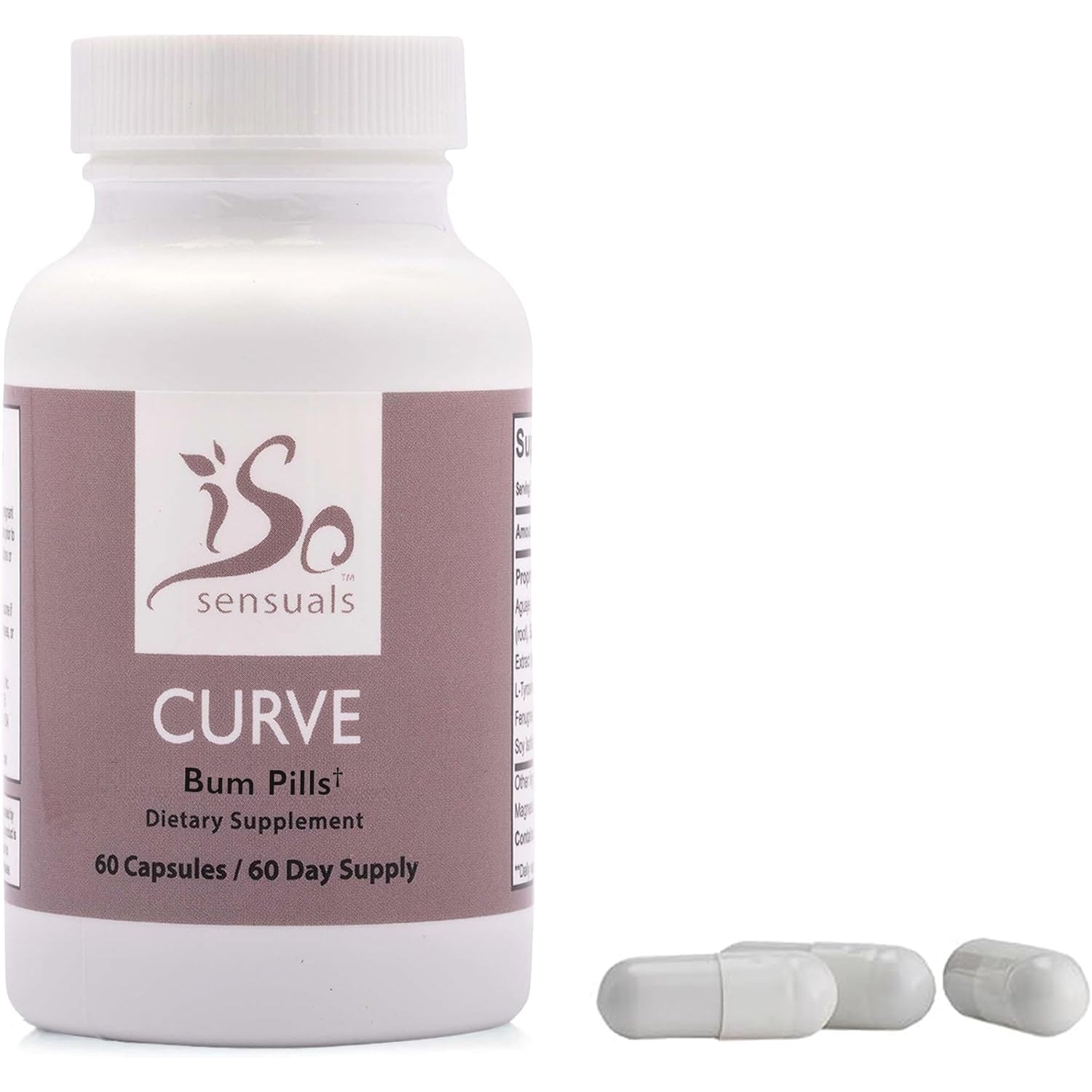 Isosensuals Curve Butt Enhancement Pills - Bum Bum Booty Pills for Bigger Butt. 60 Easy to Swallow Capsules