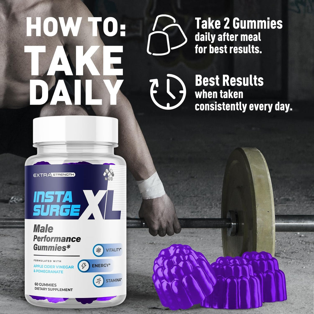 Insta Surge XL Gummies, Official Instasurge XL Gummys with All Natural Ingredients, Insta Surgexl Advanced Health Support Supplement Maximum Strength Active Lifestyle Multivitamin Gummys (60 Gummies)