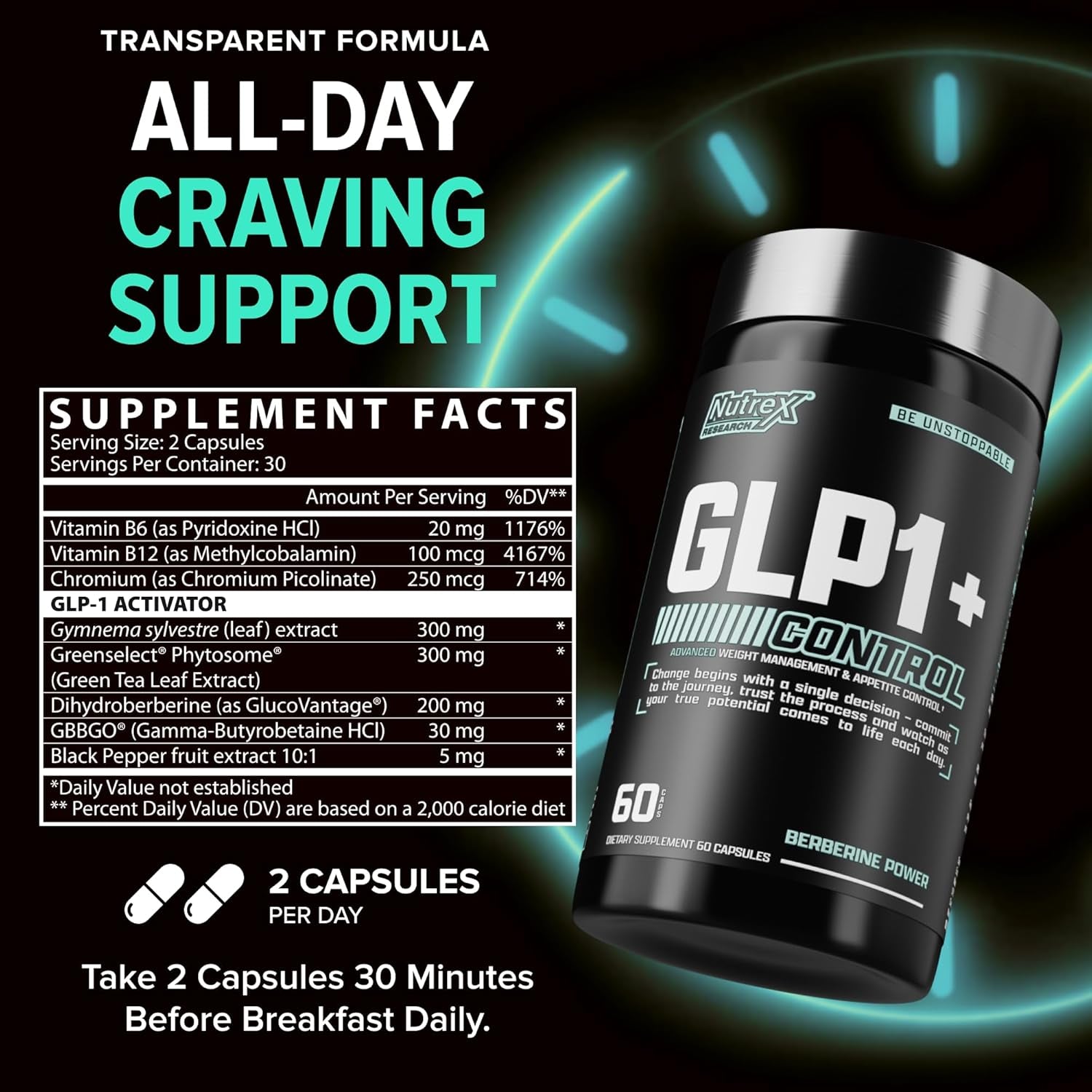 GLP-1 Supplement - Super Berberine Weight Management Support Healthy GLP-1 Naturally | Advanced Appetite Control & Metabolism Support with Clinically Studied Ingredients | Stimulant Free