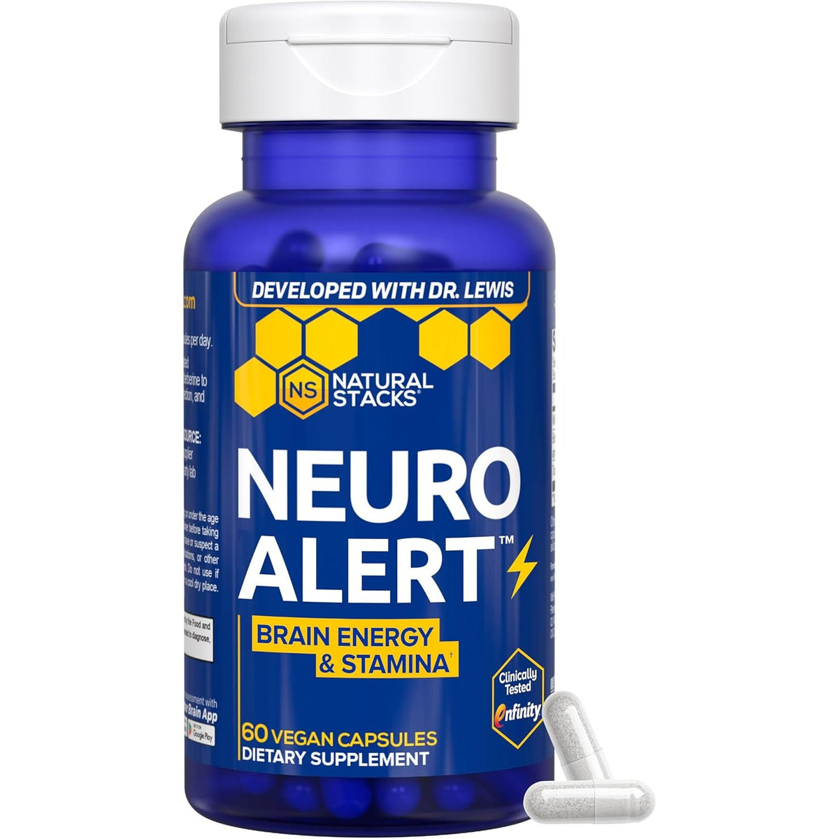 NATURAL STACKS Neuroalert - 200Mg Paraxanthine Energy Supplement - Caffeine Free Focus W/ 500Mg L-Tyrosine & 100Mg L-Theanine - 10Mg NADH for Cellular Energy Support - 60 Paraxanthine Capsules
