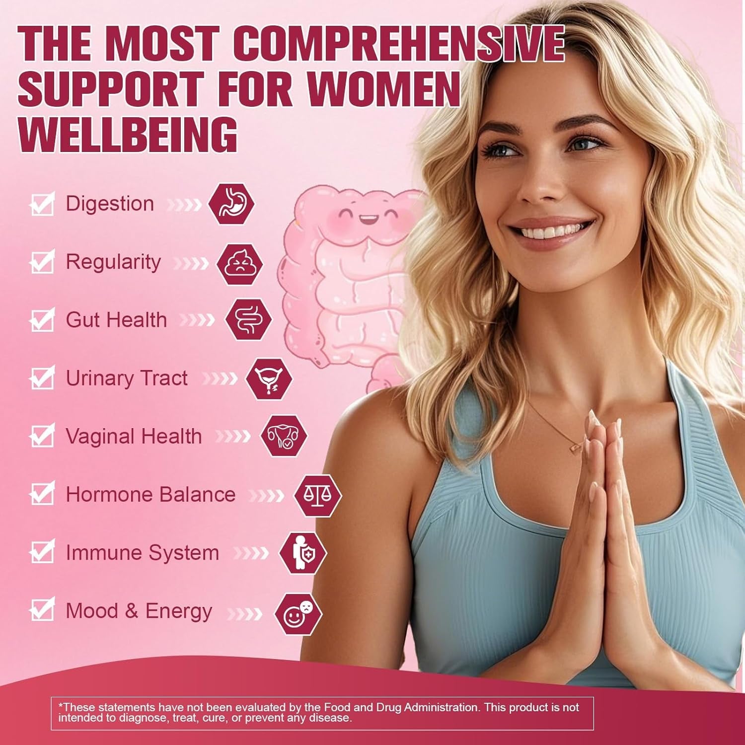 Totaria Probiotics for Women, 120 Billion Women Probiotic, with Akkermansia, Digestive Enzymes & Prebiotics, Cranberry, D-Mannose, for Gut, Vaginal, Urinary, Immune, PH Balance, 120 Vegan Capules