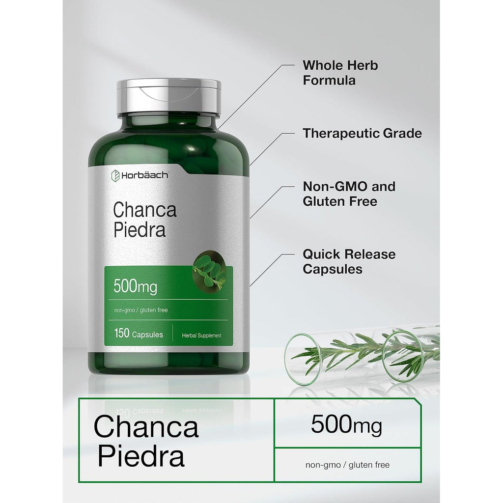 Horbäach Chanca Piedra Capsules | 500Mg | 150 Count | Non-Gmo and Gluten Free Herbal Supplement