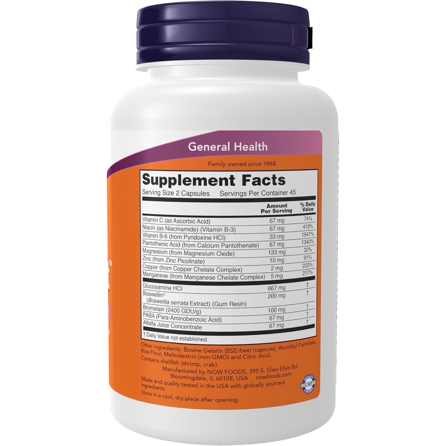 NOW Foods Supplements, Joint Support™ with Glucosamine, Boswellin® and Sea Cucumber, 90 Capsules