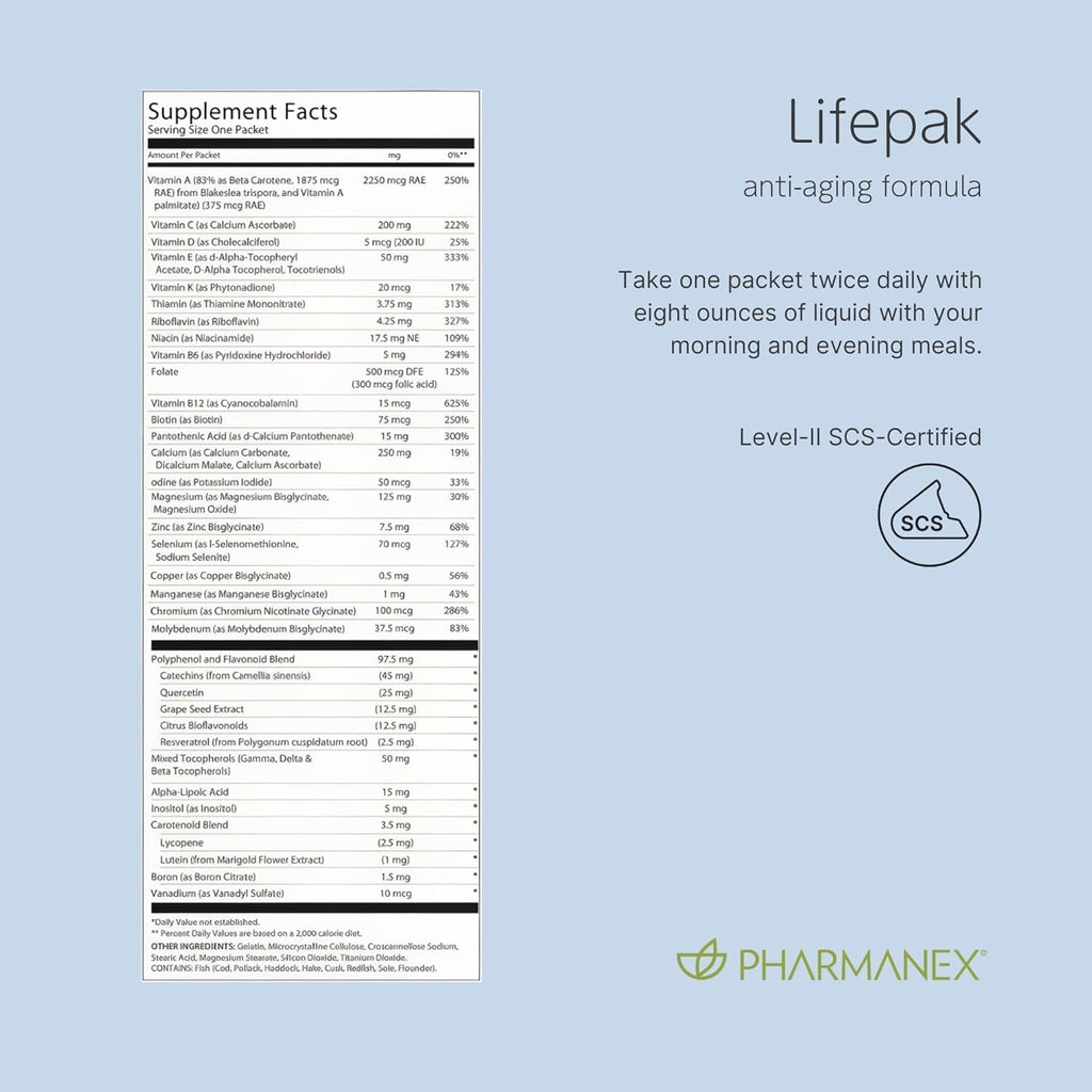 Pharmanex Nu Skin Lifepak Advanced Nutritional Supplement for Adults | 60 Daily Packets | Aging, Digestive, and Gut Health Formula with Essential Vitamins, Minerals, and Phytonutrients