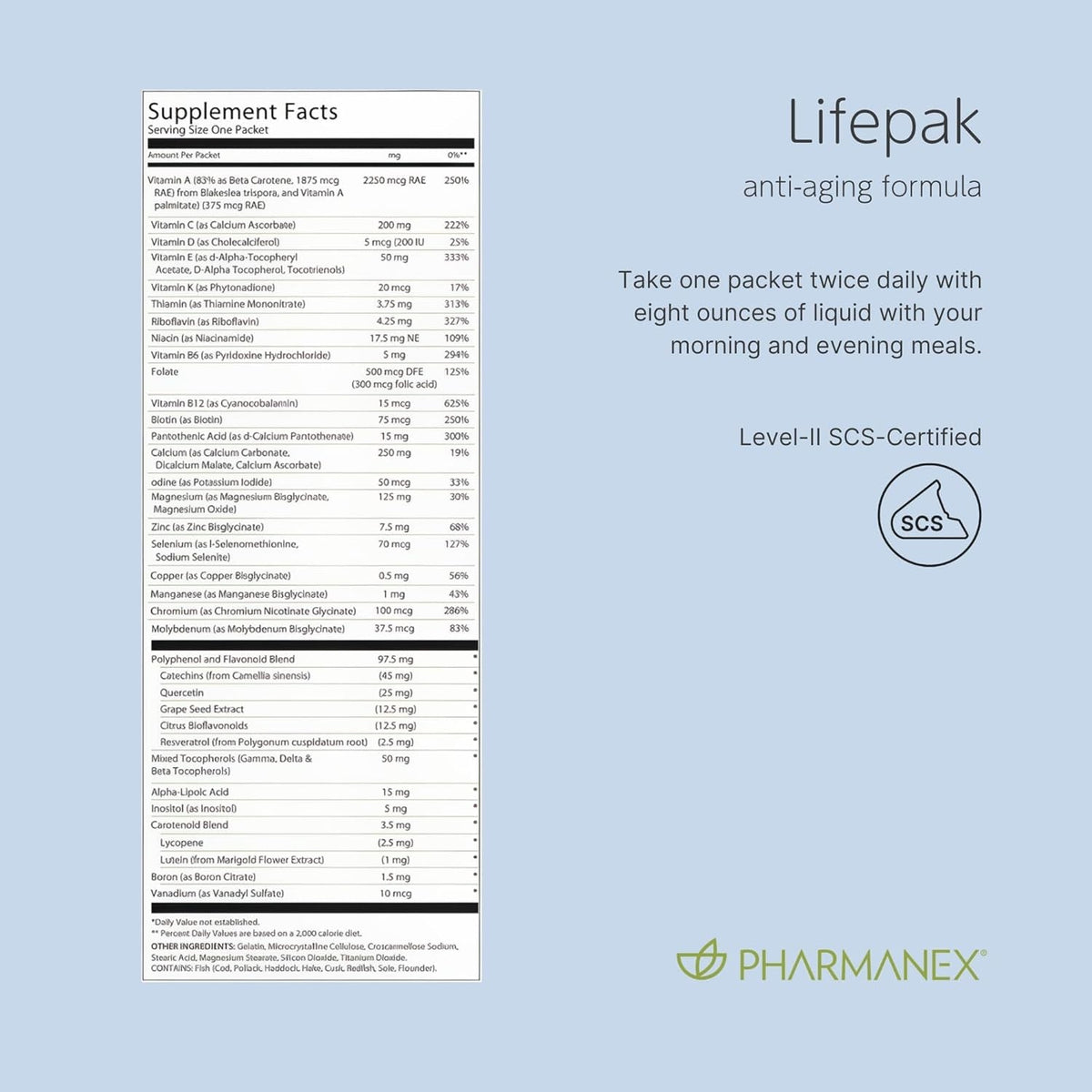 Pharmanex Nu Skin Lifepak Advanced Nutritional Supplement for Adults | 60 Daily Packets | Aging, Digestive, and Gut Health Formula with Essential Vitamins, Minerals, and Phytonutrients