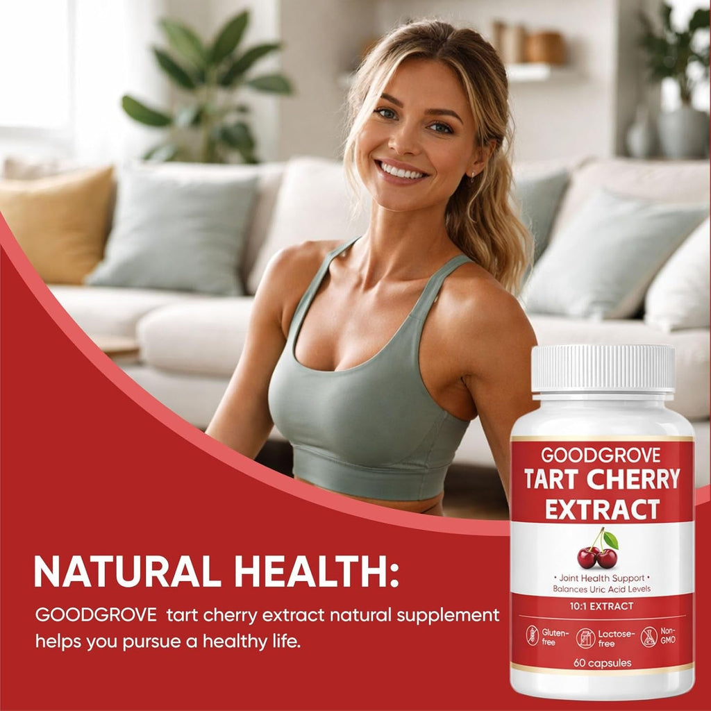 Good Grove Tart Cherry Extract, Tart Cherry, Supports Joint Comfort | Daily Wellness, Vegan Non-Gmo, 60 Capsules
