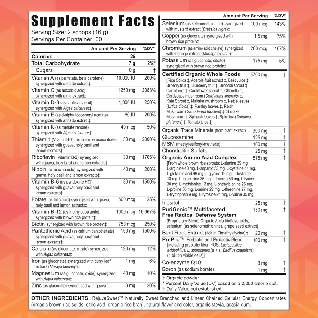 Youngevity beyond Tangy Tangerine 2.0 Citrus Peach Fusion Multi-Vitamin & Mineral Complex - Made with Natural & Whole Foods | 8,000 ORAC