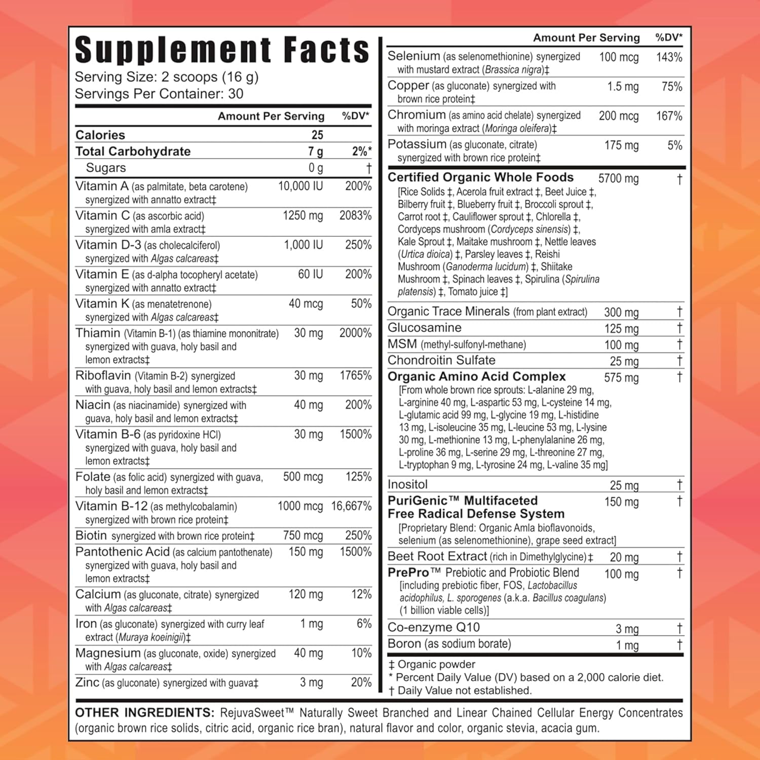 Youngevity beyond Tangy Tangerine 2.0 Citrus Peach Fusion Multi-Vitamin & Mineral Complex - Made with Natural & Whole Foods | 8,000 ORAC