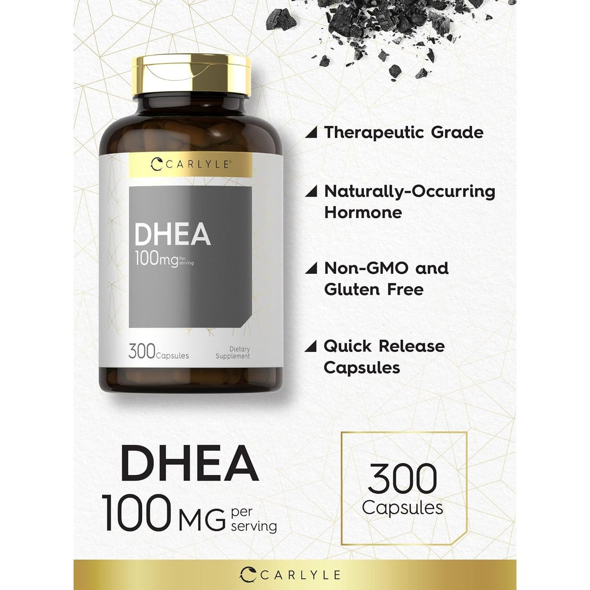 Carlyle DHEA 100Mg Supplement | 300 Capsules | for Women and Men | Non-Gmo & Gluten Free