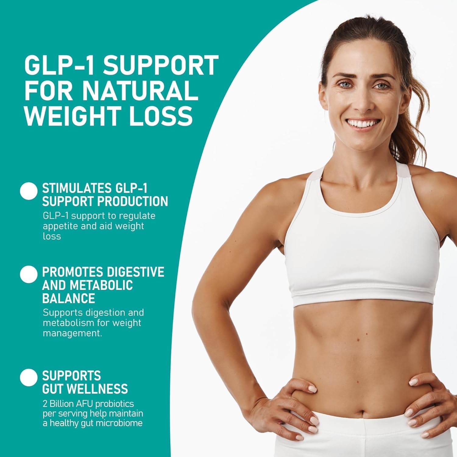 GLP-1 Support Weight Loss Supplement - Prebiotic Probiotic GLP1 Support for Women Men - Natural Support with Akkermansia Muciniphila for Fat Burn Gut & Metabolic Health Support