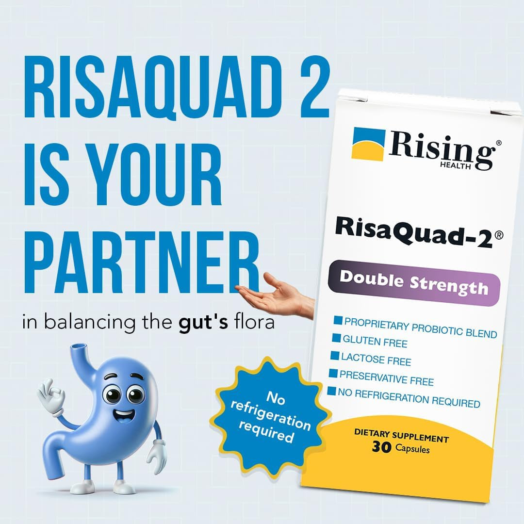 Rising Health Risaquad-2 Double Strength Probiotic Dietary Supplement - 80 Mg Proprietary Probiotic Blend, 30 Capsules