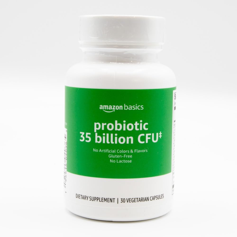Amazon Basics Probiotic 35 Billion CFU, 8 Probiotic Strains with Prebiotic Blend, Supports Healthy Digestion, 30 Vegetarian Capsules, 1 Month Supply (Previously Solimo)