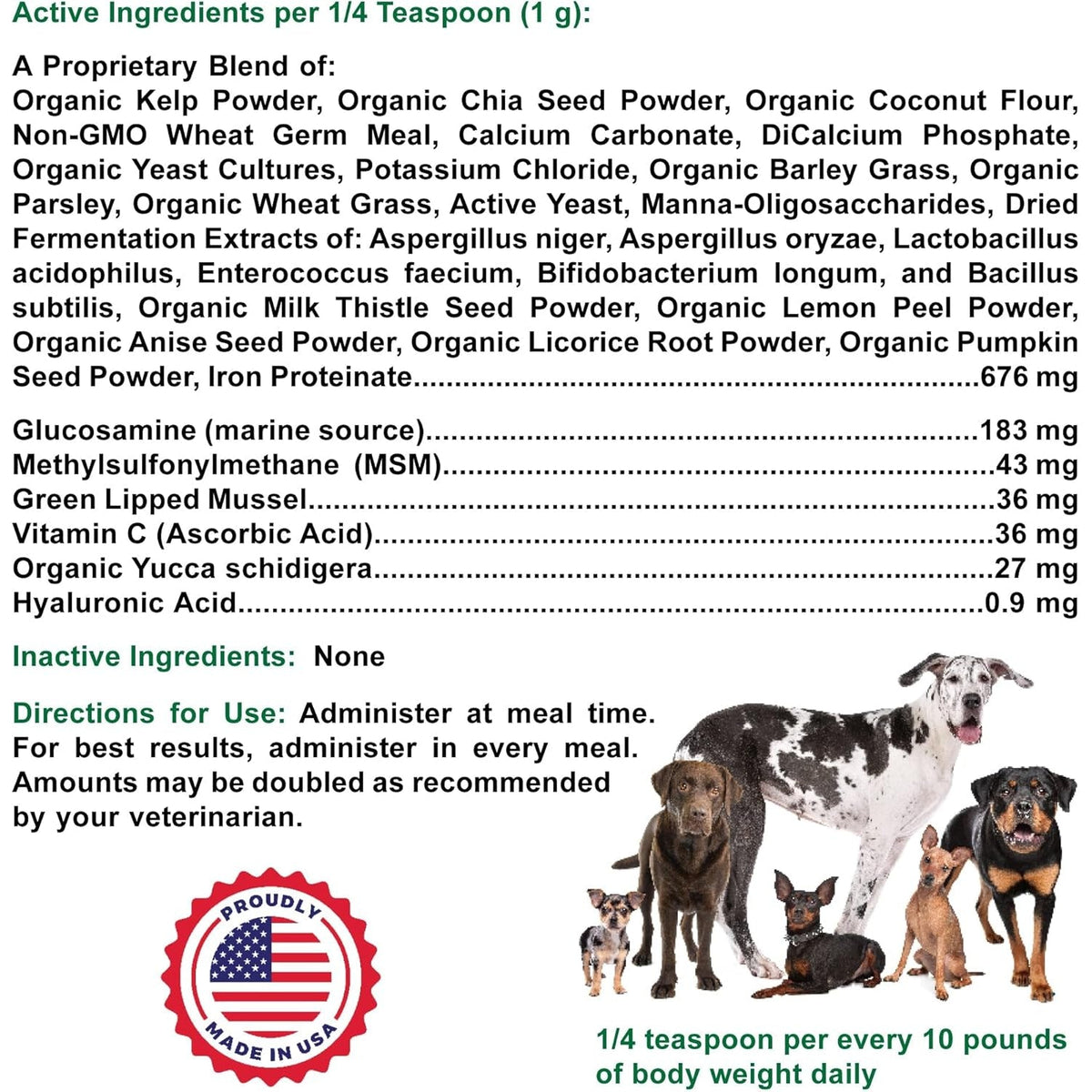 Dogzymes Phyto Flex - Glucosamine, Chondroitin, MSM and Hyaluronic Acid… (1 Pound)