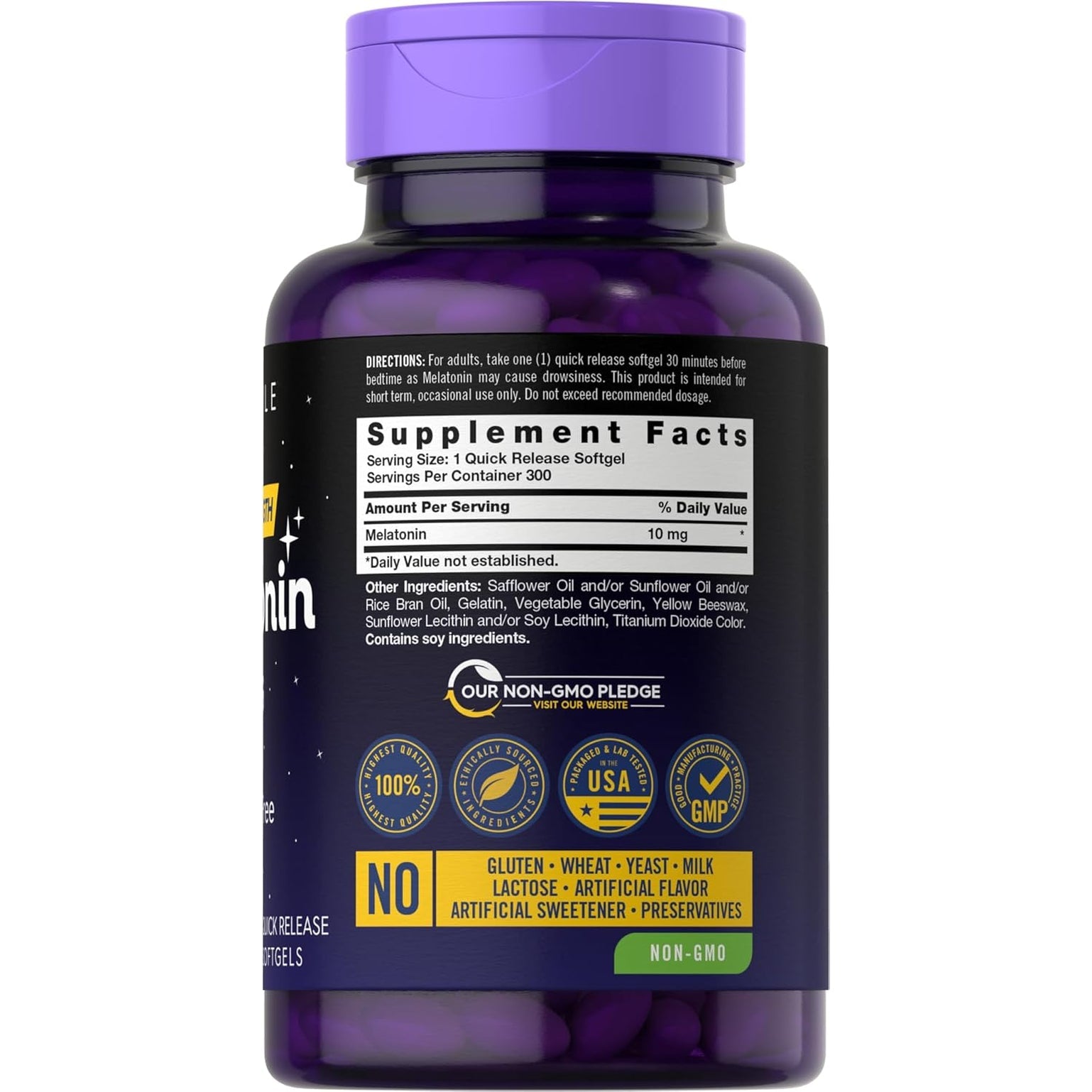 Carlyle Melatonin 10Mg | 300 Softgels | Extra Strength Support for Adults | Non-Gmo, Gluten Free Supplement