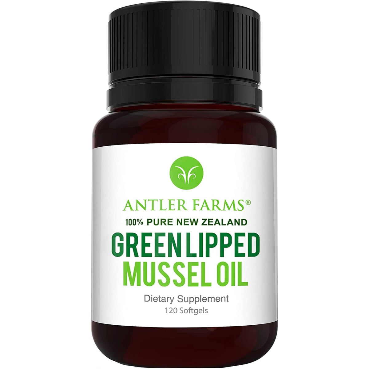 Antler Farms - 100% Pure New Zealand Green Lipped Mussel Oil, Equiv. to 12,500Mg, 120 Softgels - Powerful 125:1 Extract, 2 Month Supply