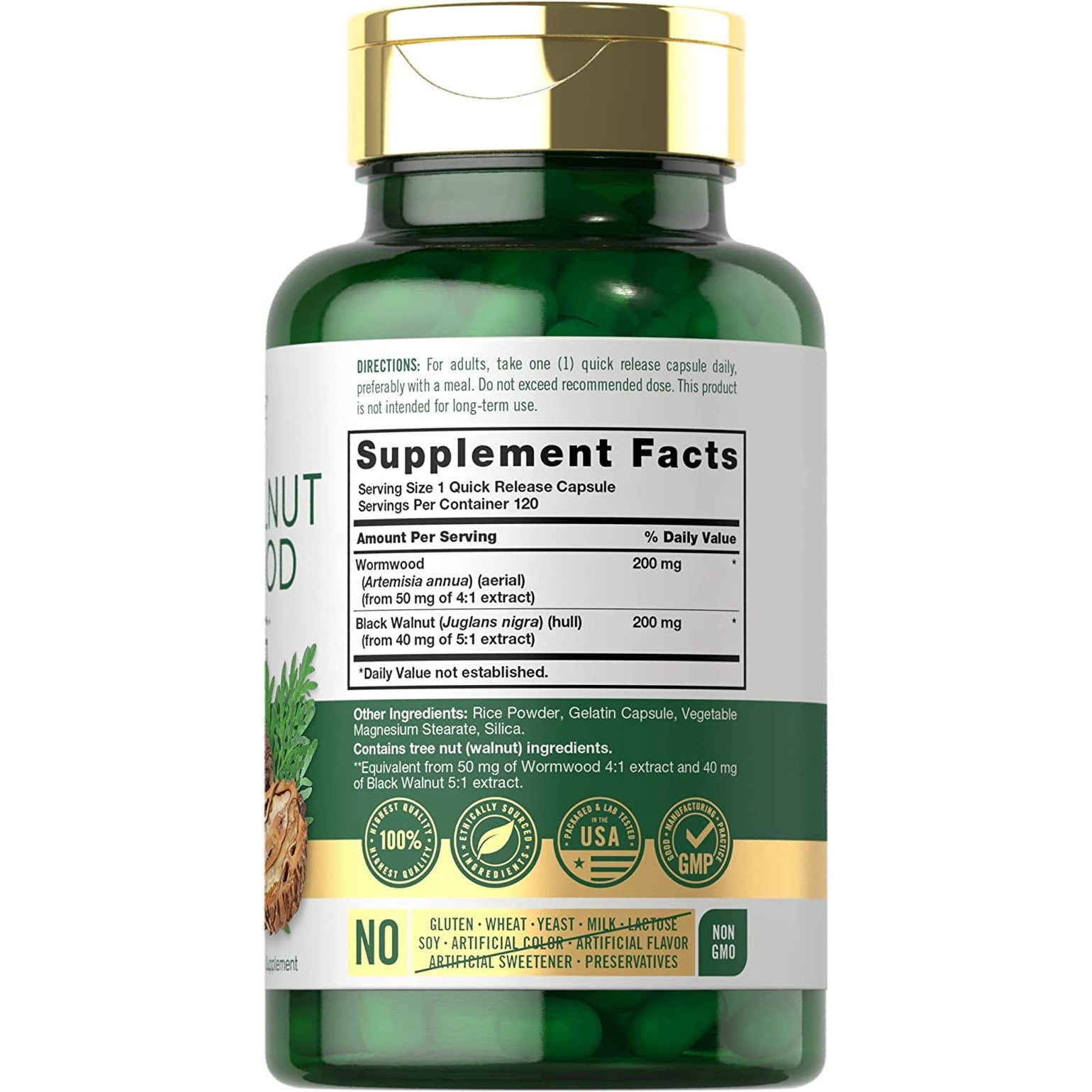 Carlyle Wormwood Black Walnut | 120 Capsules | Herbal Complex | Non-Gmo, Gluten Free