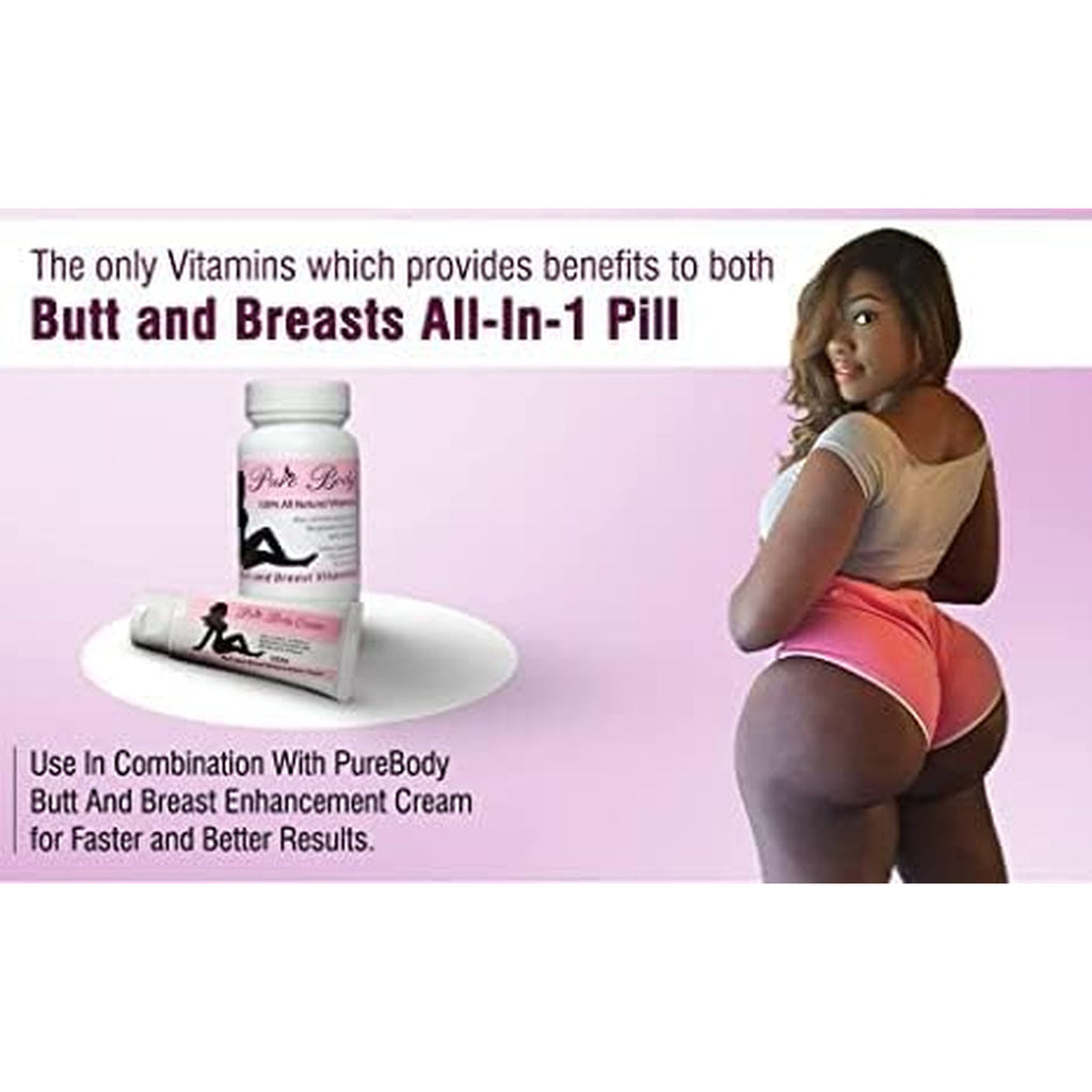#1 Butt Enhancer and Breast Enhancer Vitamins – Butt Growth & Breast Enhancement Pills for Slim Waist, Bigger Butt & Bigger Breast – Purebody Vitamins All-In-1 BBL Pills for Fast Booty & Breast Growth