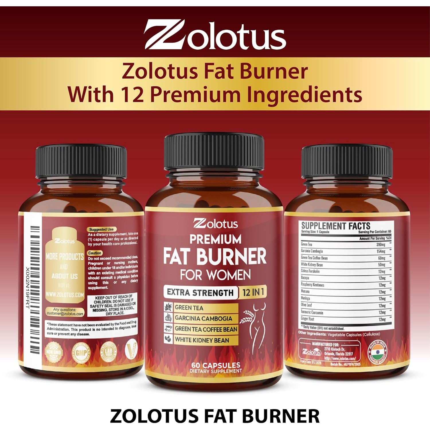 Premium Weight Loss Pills for Women, the Best Fat Burners for Women and Men, Energy Pills, High Potency with Green Tea Extract 98%, 2 Months Supply