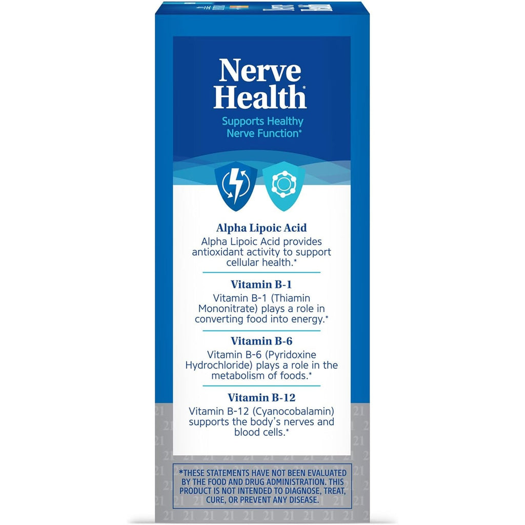 21St Century Nerve Health Tablets (30 Count), Alpha Lipoic Acid 300Mg, B1, B6, & B12 Vitamins for Nerve Function Support, Antioxidant ALA Supplement, Gluten Free. Non-Gmo, & Vegan
