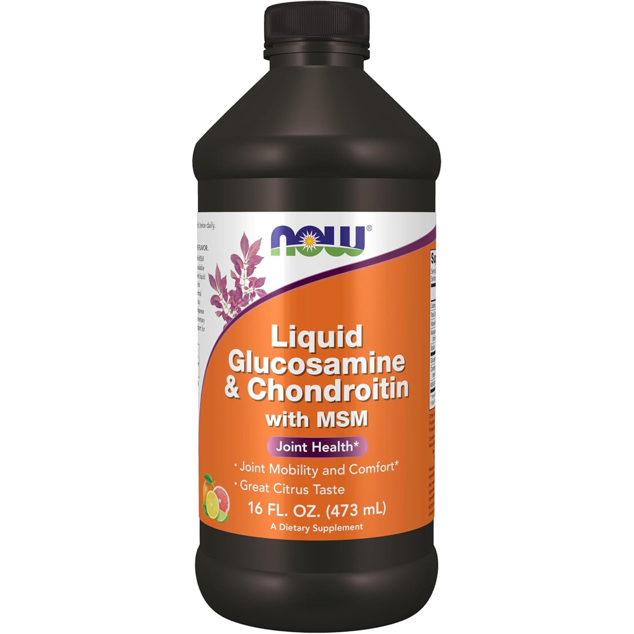 NOW Supplements, Glucosamine & Chondroitin with MSM, Liquid, Joint Health, Mobility and Comfort*, 16-Ounce