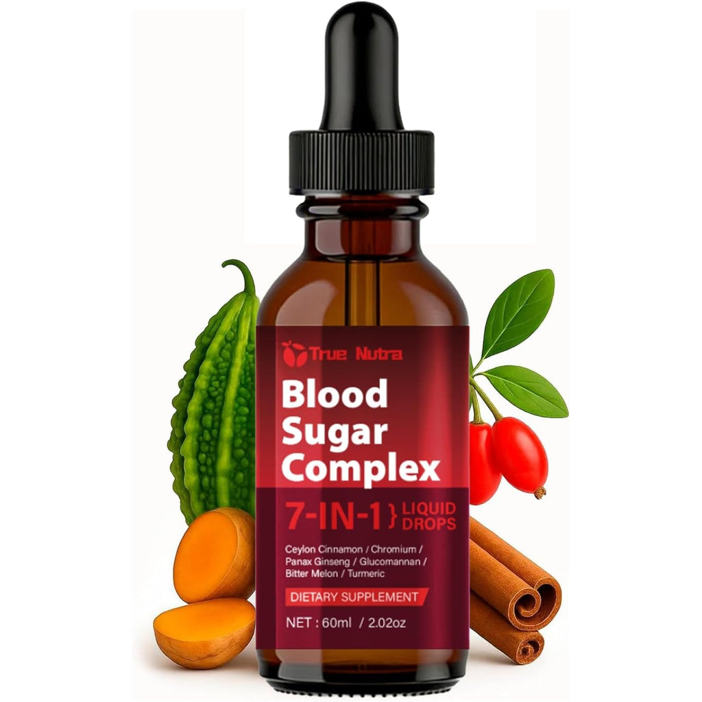 Blood Sugar Complex, 7-In-1 Formula Blood Sugar Support Supplement with Berberine, Ceylon Cinnamon, Chromium, Bitter Melon, Turmeric, Ginseng, Glucomannan (1PCS)
