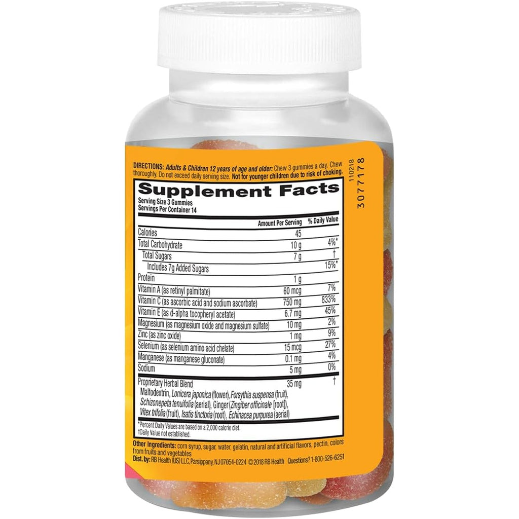 Airborne 750Mg Vitamin C Immune Support Supplement Gummies for Adults, Assorted Fruit Flavor, Gluten Free Crafted Blend with Powerful Antioxidants Vitamins a C & E, 42 Gummies (2 Pack)