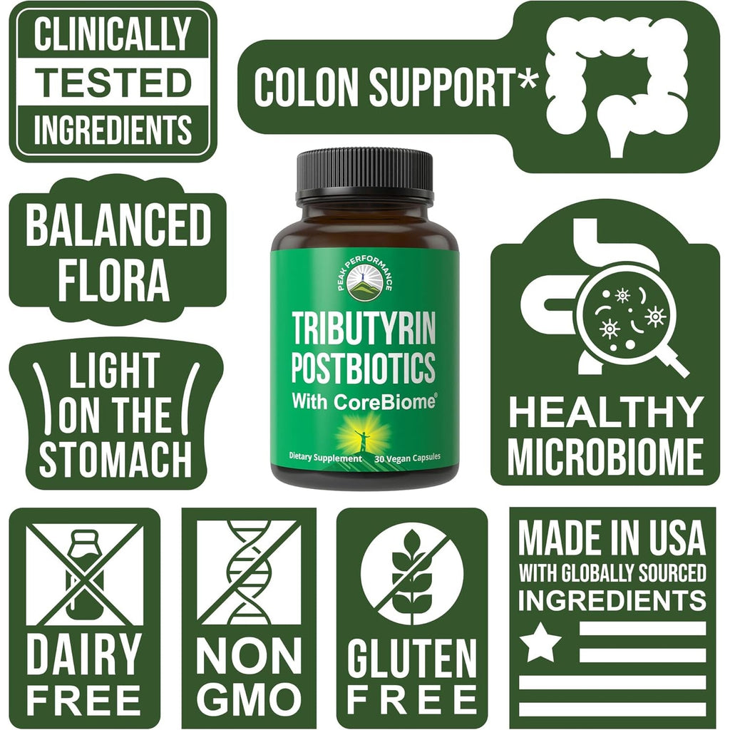 Corebiome Tributyrin Postbiotic Supplement Clinically Tested for Gut Health. More Effective than Sodium Butyrate Capsules. High Bioavailability Post Biotics for Digestive, Leaky Gut, Colon, Microbiome