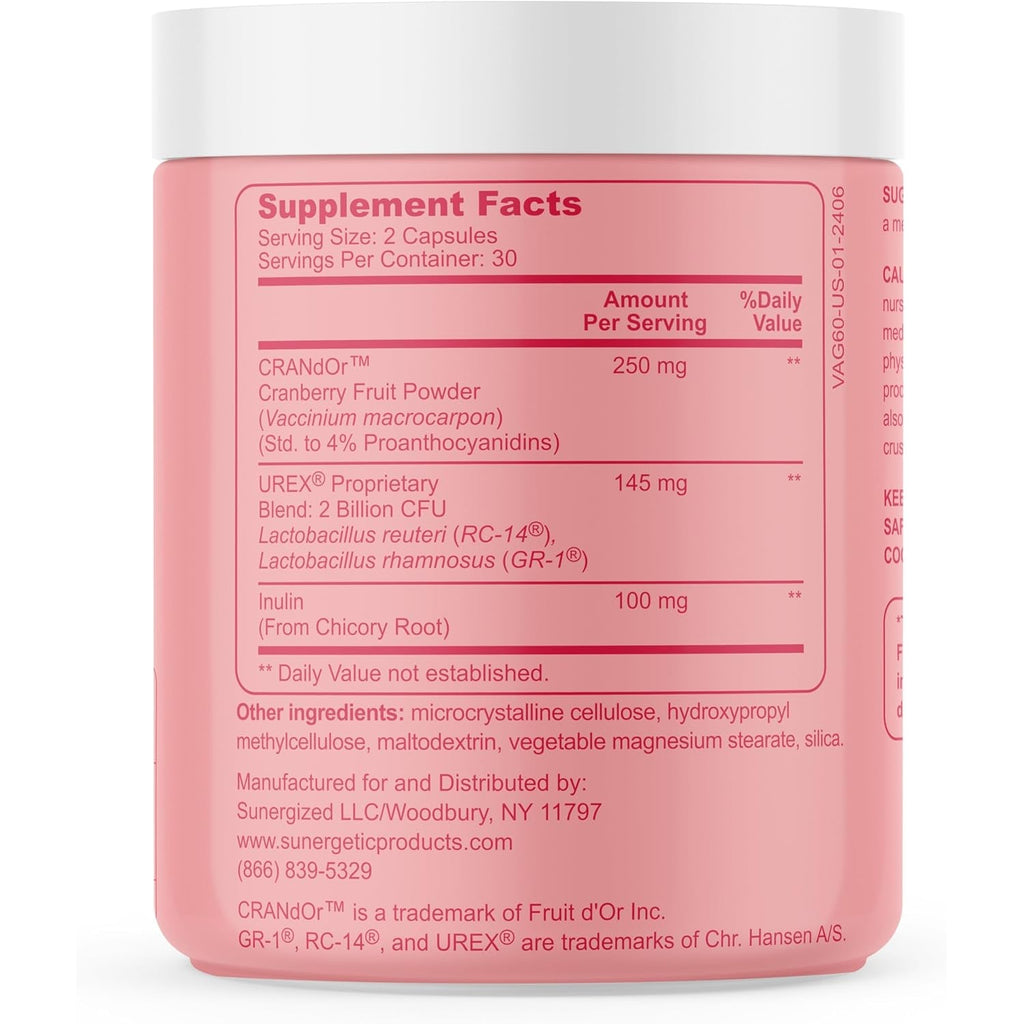 Premium Vaginal Probiotics for Women – Clinically Studied Lactobacillus Vaginal Probiotic with Prebiotic & Cranberry to Balance PH, Reduce Odor, Urinary Tract Support & Feminine Health – 60 Capsules
