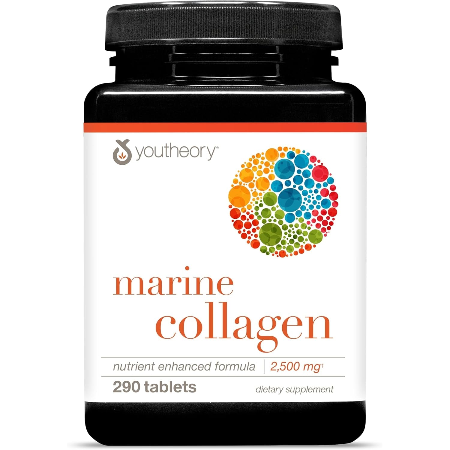 Youtheory Marine Collagen Tablets - 2,500 Mg Fish-Sourced Collagen Peptides- with Vitamins A, C, E, B6 & B12 - Supports Joint & Nail Health* - Highly Absorbable - 290 Tablets (58-Day Supply)