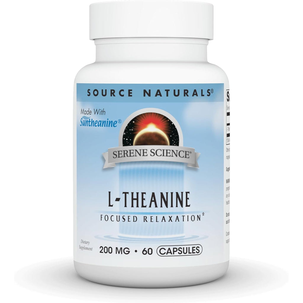 Source Naturals Serene Science L-Theanine, Made with Suntheanine, for Focused Relaxation, 200 Mg - 60 Capsules