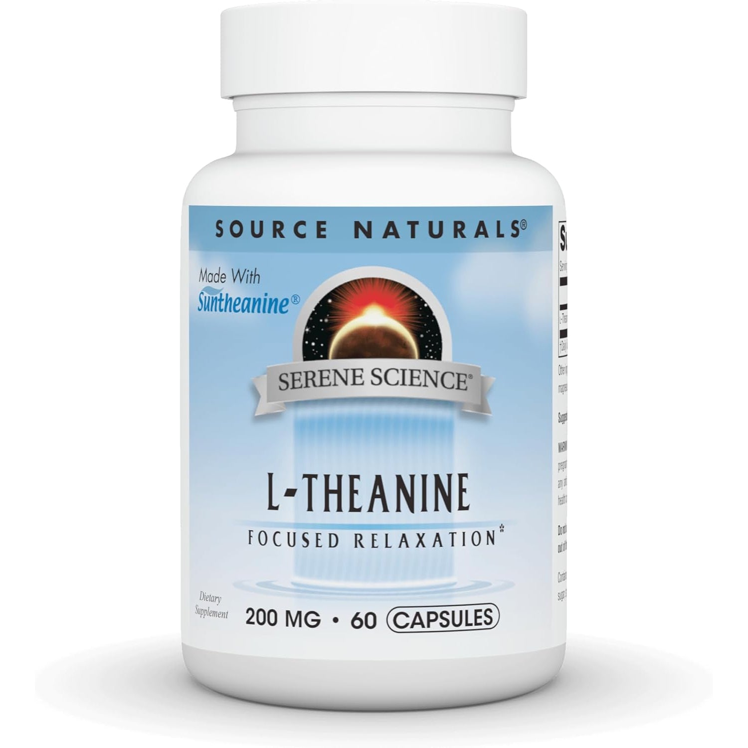 Source Naturals Serene Science L-Theanine, Made with Suntheanine, for Focused Relaxation, 200 Mg - 60 Capsules