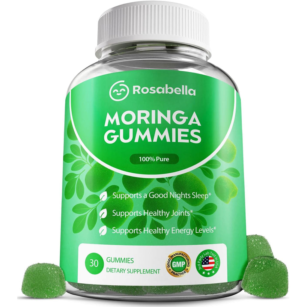 Rosabella Moringa Gummies – Moringa Leaf Extract 1000Mg Equivalent per Serving – Natural Energy & Balance – Non-Gmo, Gluten-Free Superfood Gummies for Women & Men – 30 Count