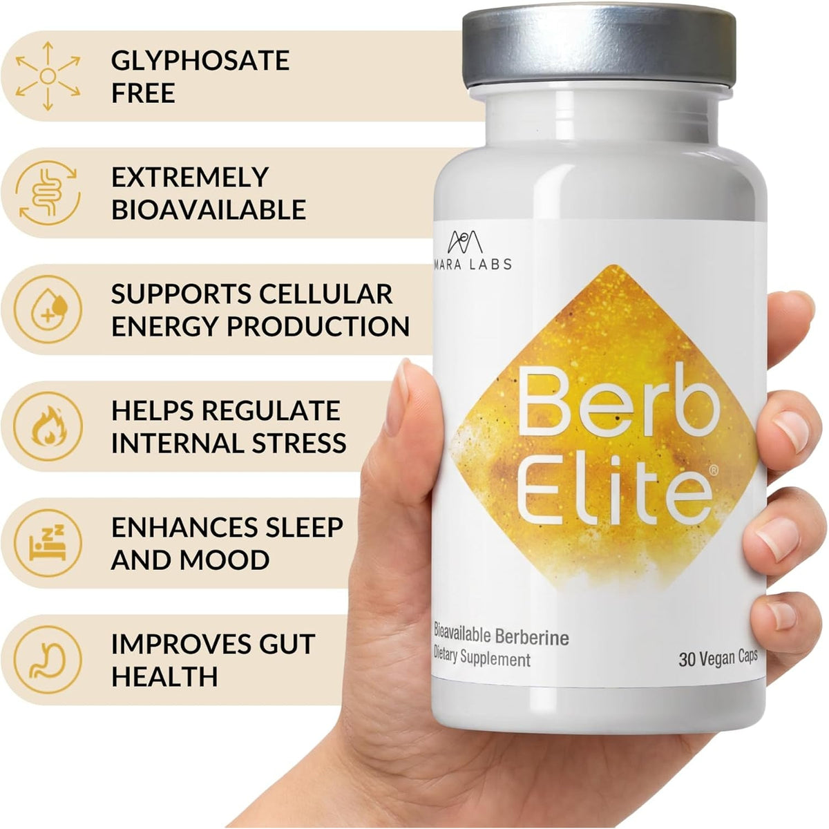 Mara Labs Berbelite | 350Mg Berberine HCL & Broccoli Seed Complex for Increase Bioavailability | 30 Vegan Capsules