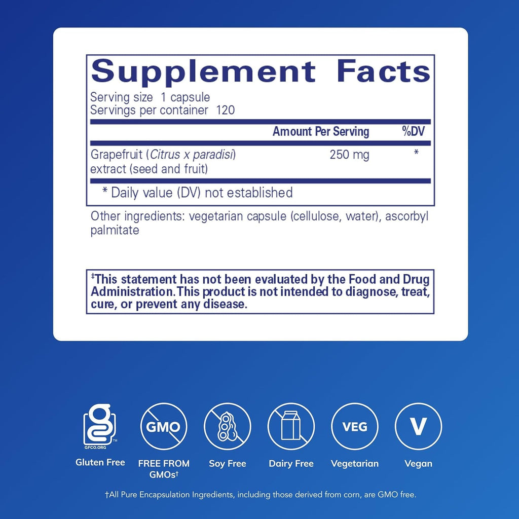 Pure Encapsulations Grapefruit Seed Extract | Supplement to Support the Balance of Intestinal Microorganisms and G.I. Tract* | 120 Capsules